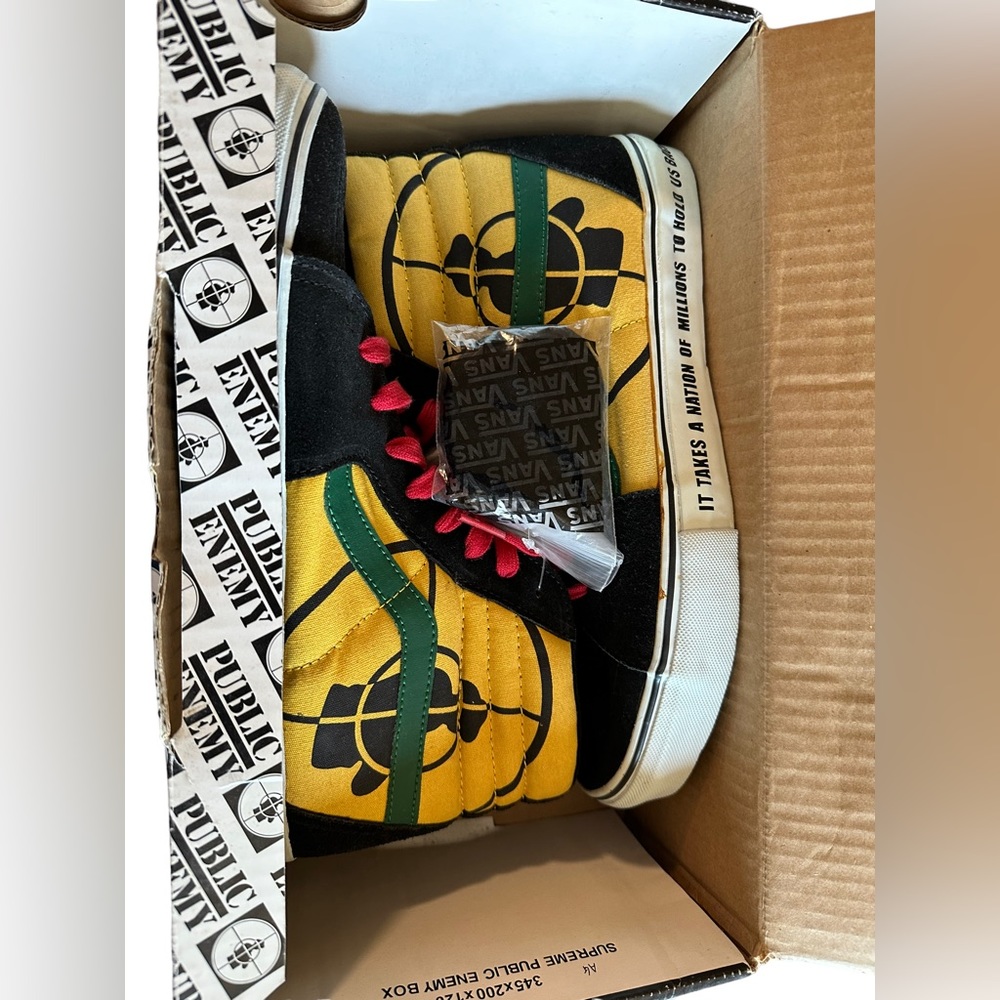 Supreme Public Enemy Van SK8-Hi SL Black Yellow 10.5 Sneakers Skateboard Shoe